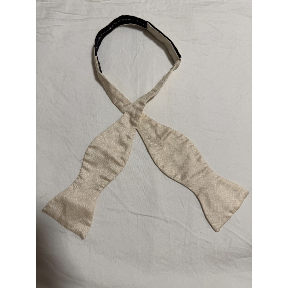dunhill 100% Silk Self Tie Bow Tie Cream Adjustable Made in England AS IS
